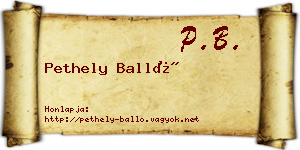 Pethely Balló névjegykártya